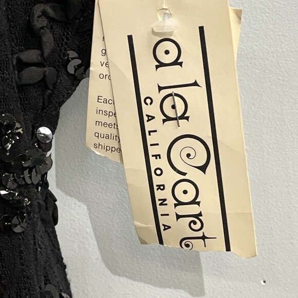 Vintage Ala Carte Y2K Dress 12 Black Sequin Asymmetric Layer Mesh Whimsy Hoco - Picture 7 of 15